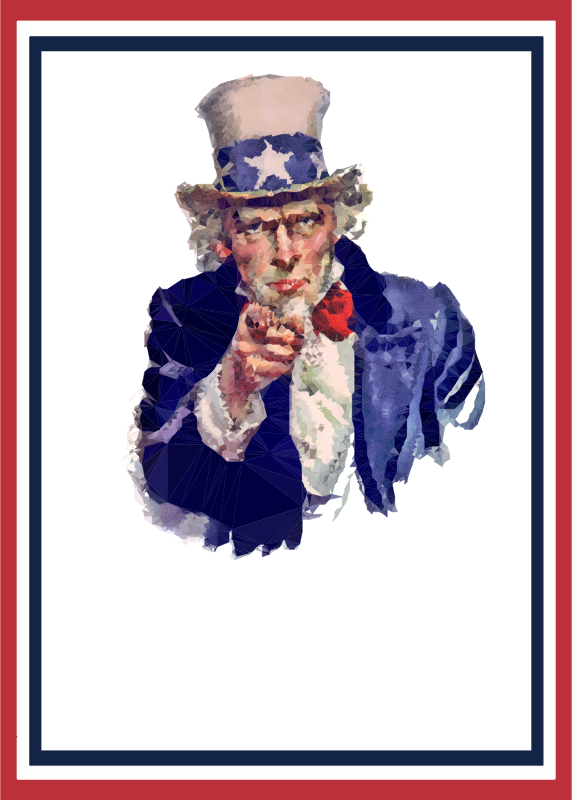 Low Poly Uncle Sam World War 2 Poster
