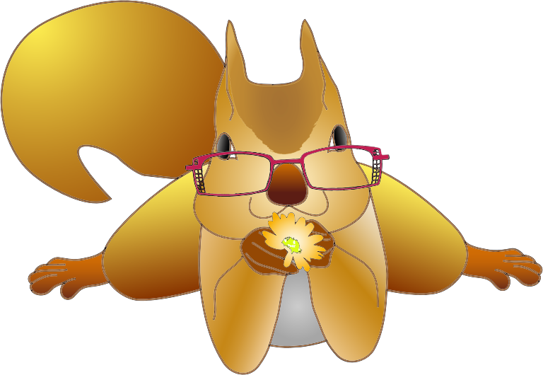 Near Sighted Squirrel Offering A Flower Optimized