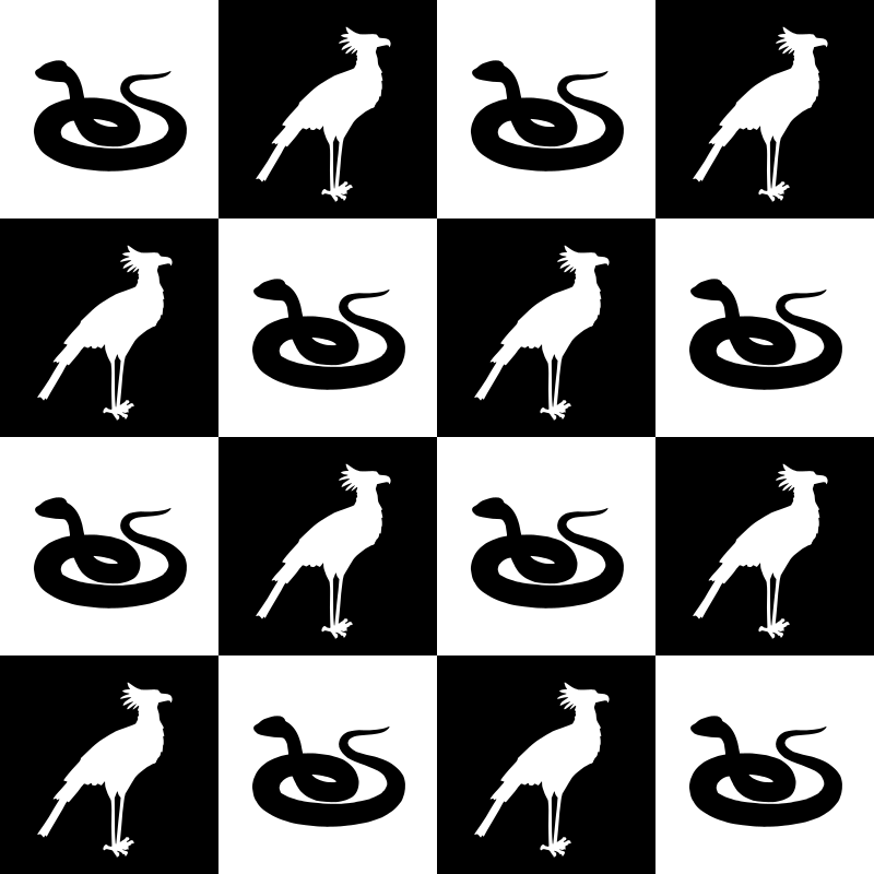 Bird and snake pattern (black and white)
