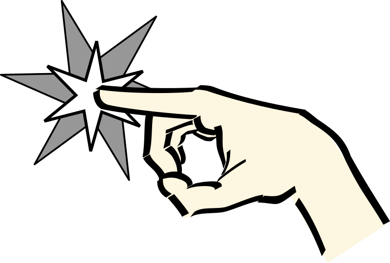 hand pointing at star