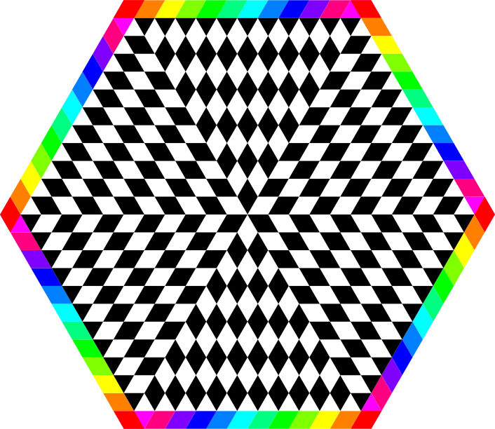 6 Chessboard Rainbow Hexagon