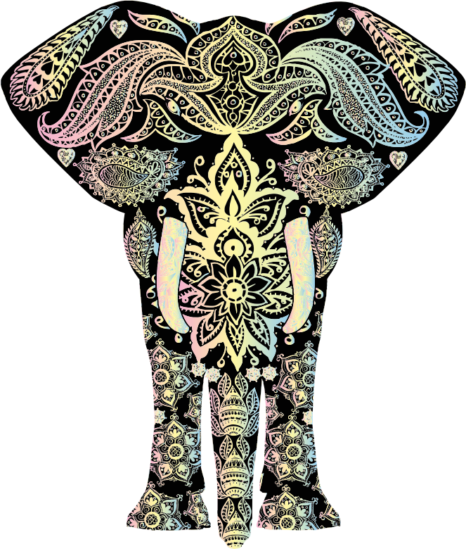 Pastel Floral Pattern Elephant