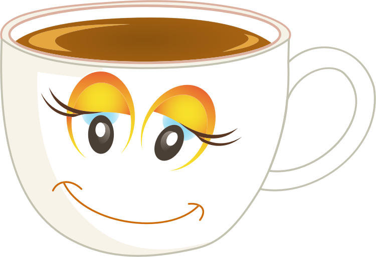 Anthropomorphic Happy Female Cup Of Coffee Or Tea Redrawn