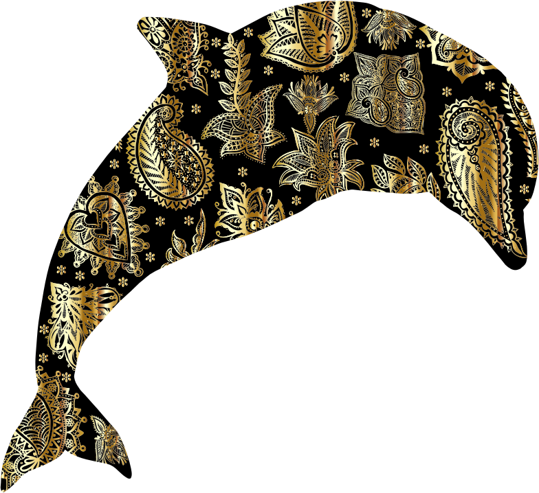 Gold Floral Pattern Dolphin