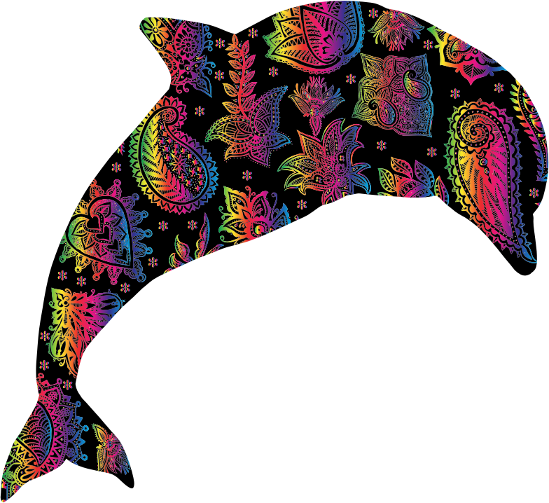 Chromatic Floral Pattern Dolphin 4