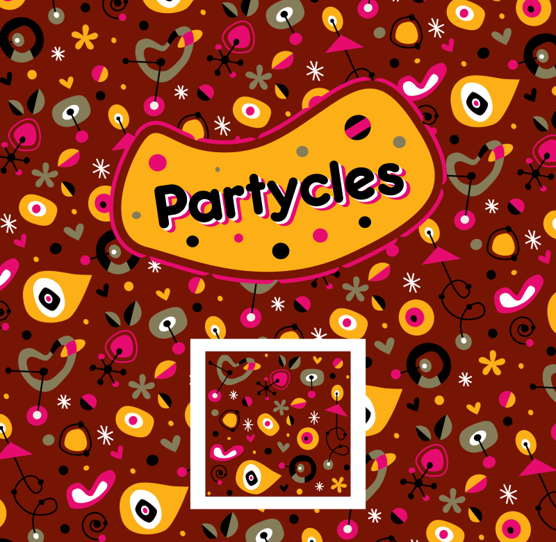 'Partycles', Seamless funky retro pattern