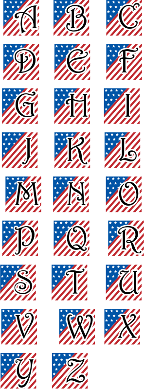 Patriotic Alphabet using Harrington Font