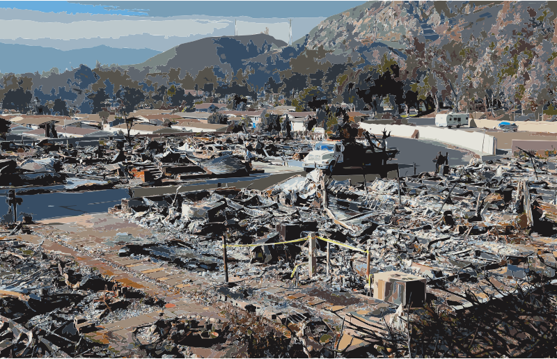 Burned mobile home neighborhood in California edit