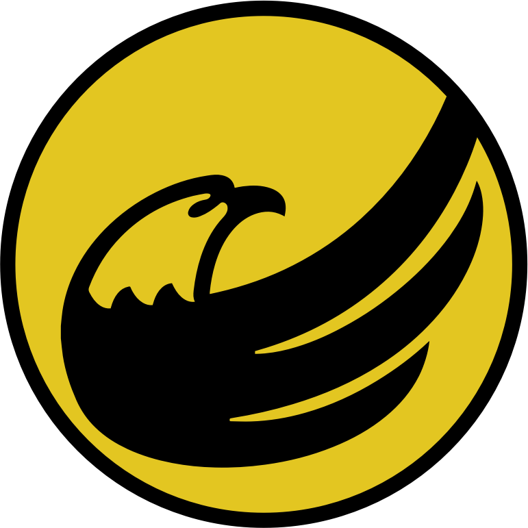 logo-circle: libertarian eagle remix - yellow on black