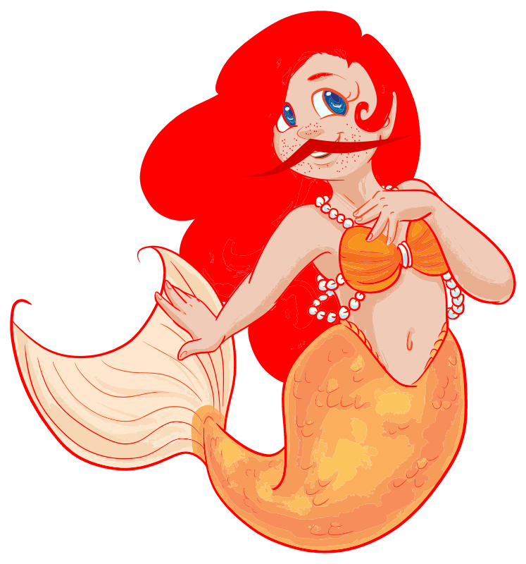 Remix of Redhead Mermaid, now with mustaches