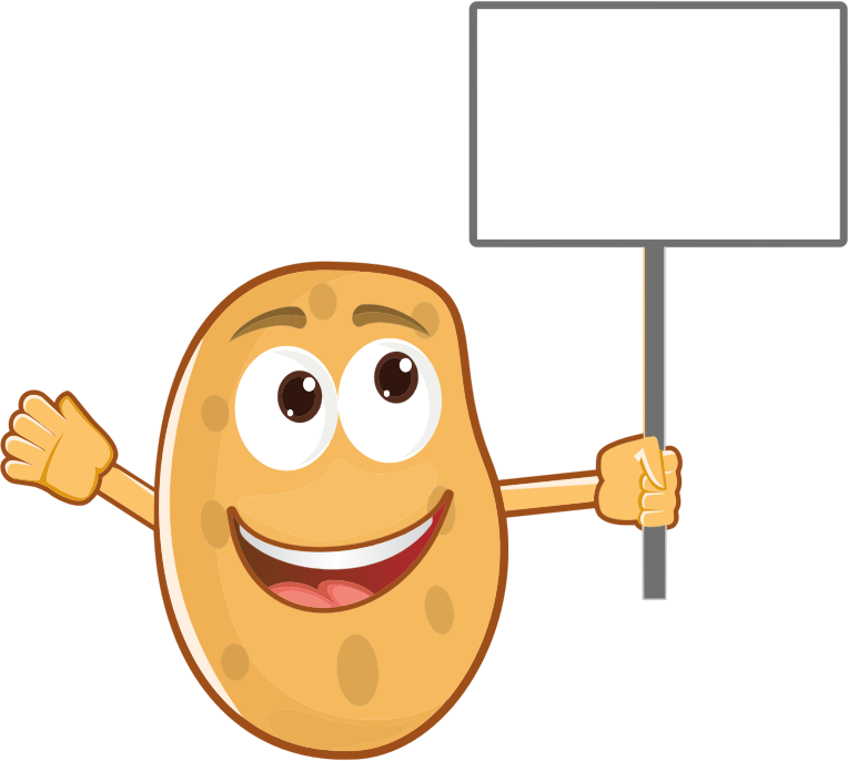 Anthropomorphic Potato Holding Sign