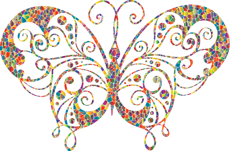 Polyprismatic Tiled Flourish Butterfly Silhouette