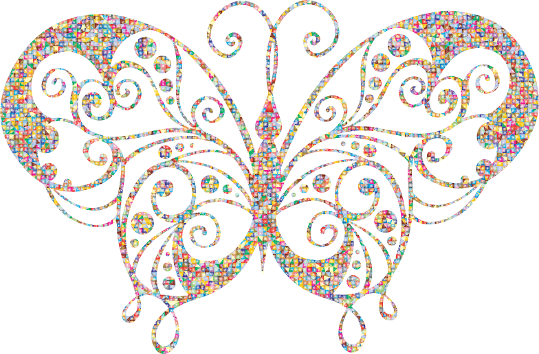Polygonal Candy Flourish Butterfly Silhouette