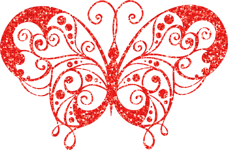 Ruby High Detail Flourish Butterfly Silhouette