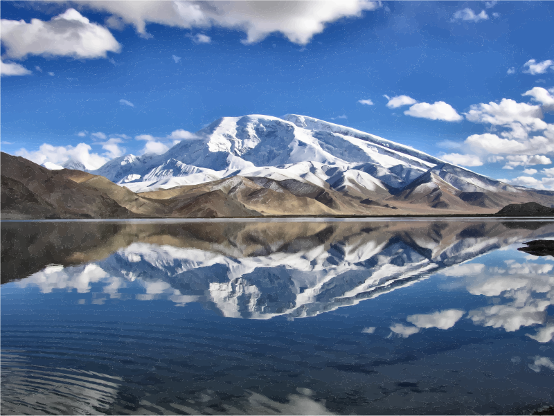Chinese Mountain Lake Reflection