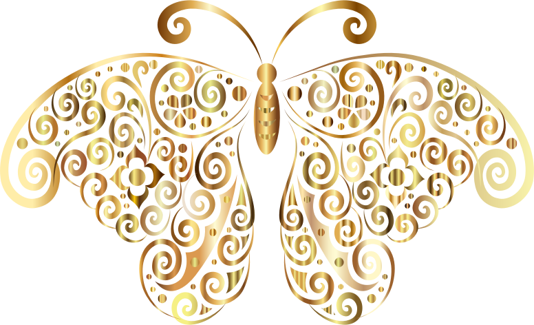Prismatic Floral Flourish Butterfly Silhouette 4 No Background