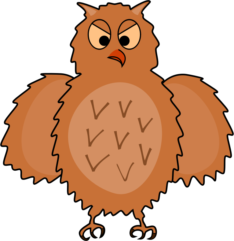 Enraged owl - front view, spread wings