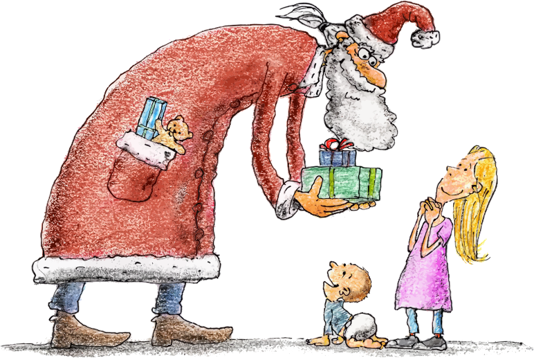 Santa Giving Children Presents
