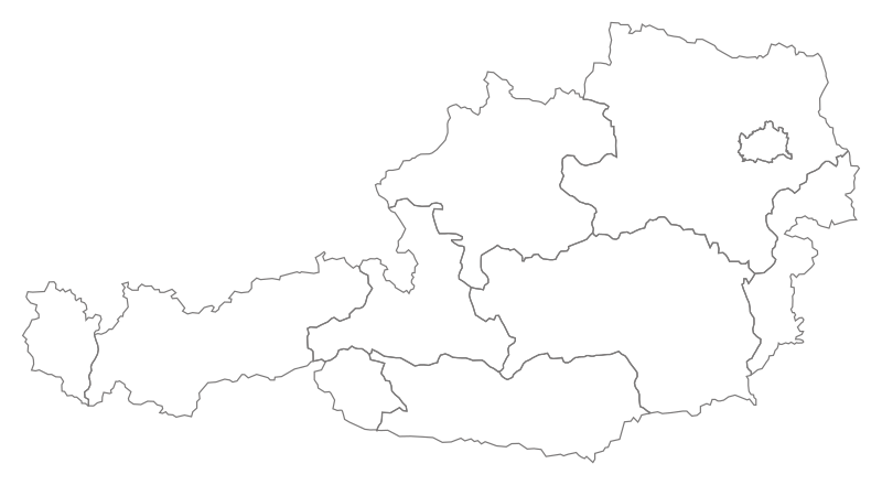 Empty map of Austria with borders of the States