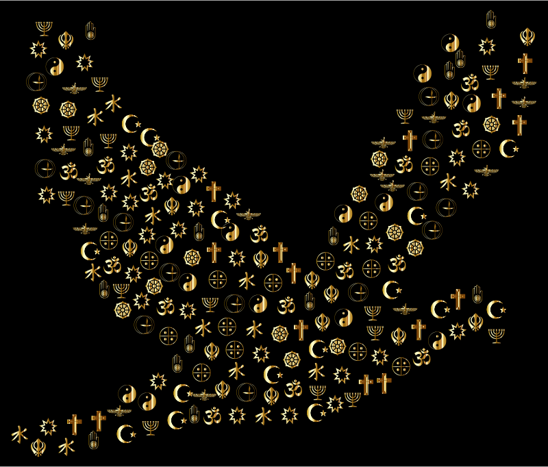 Gold World Religions Peace Dove