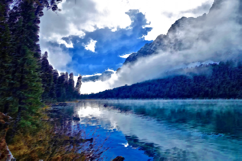 Surreal Foggy Lake