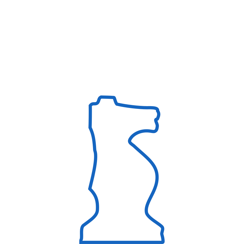 White Silhouette Staunton Chess Piece – Knight / Caballo