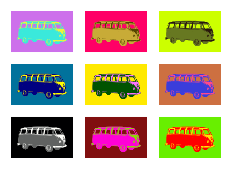Pop art tribute to the mythical Volkswagen T1 - Type 2