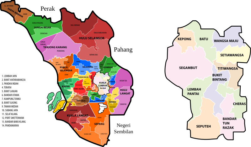 Selangor and Kuala Lumpur new electoral map (March 2017 revision)