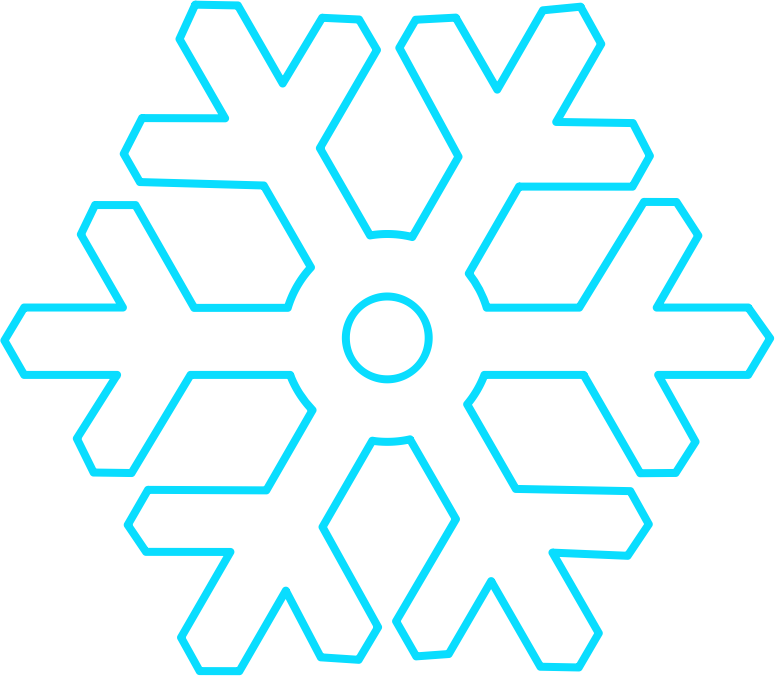 Flat white snowflake with hollow circular center