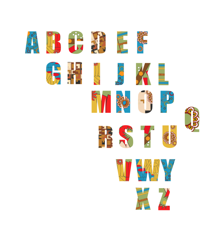 African ethnic abstract alphabet
