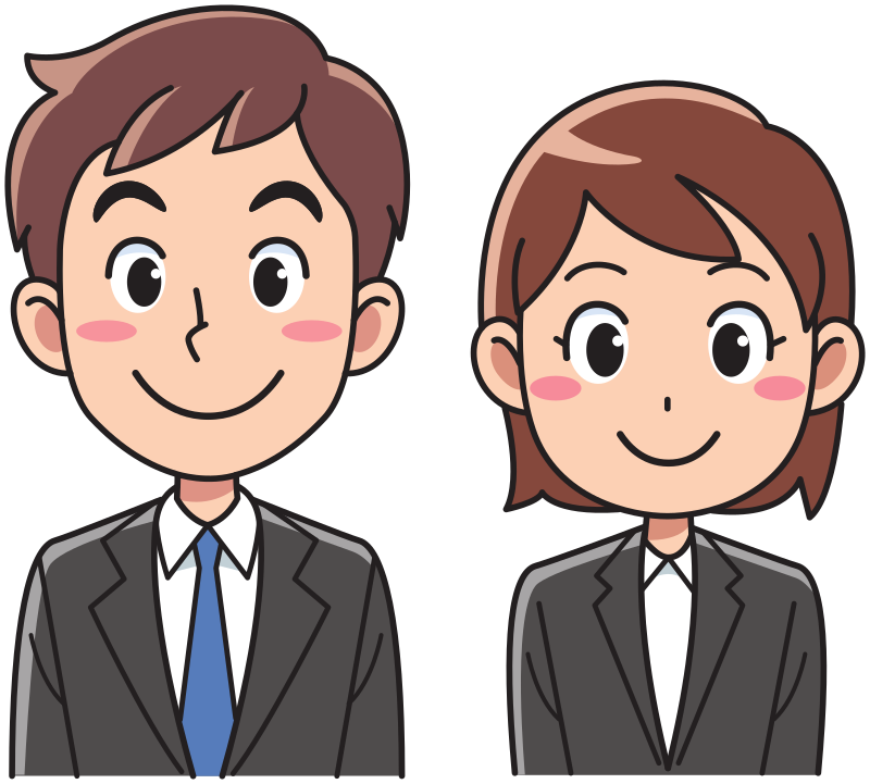 Business man and woman - positive looking