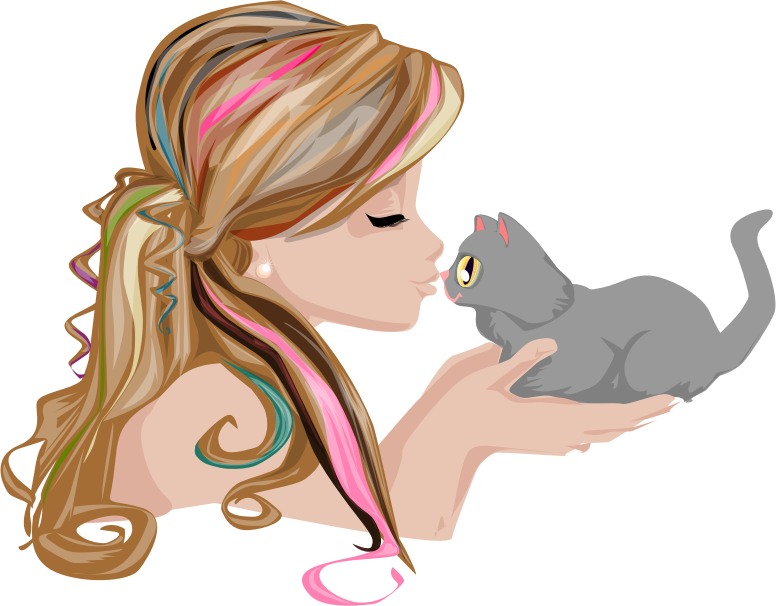 Girl Kissing Kitten