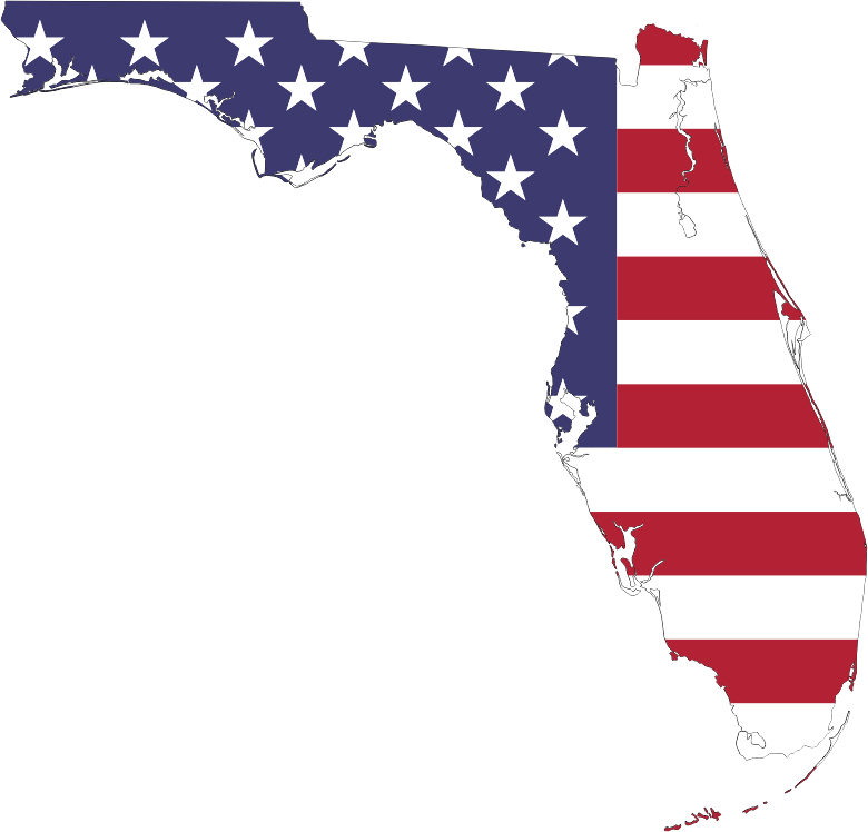 Florida America Flag Map With Stroke