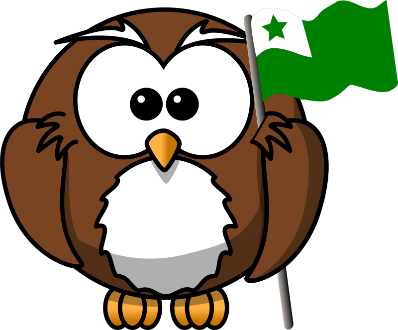 Coruja com bandeira do Esperanto