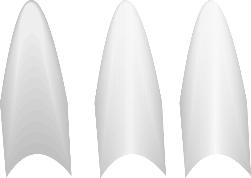 Three 3d cones with gradients
