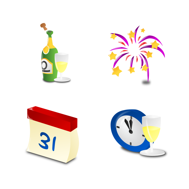 New Year's Icon Set Collection