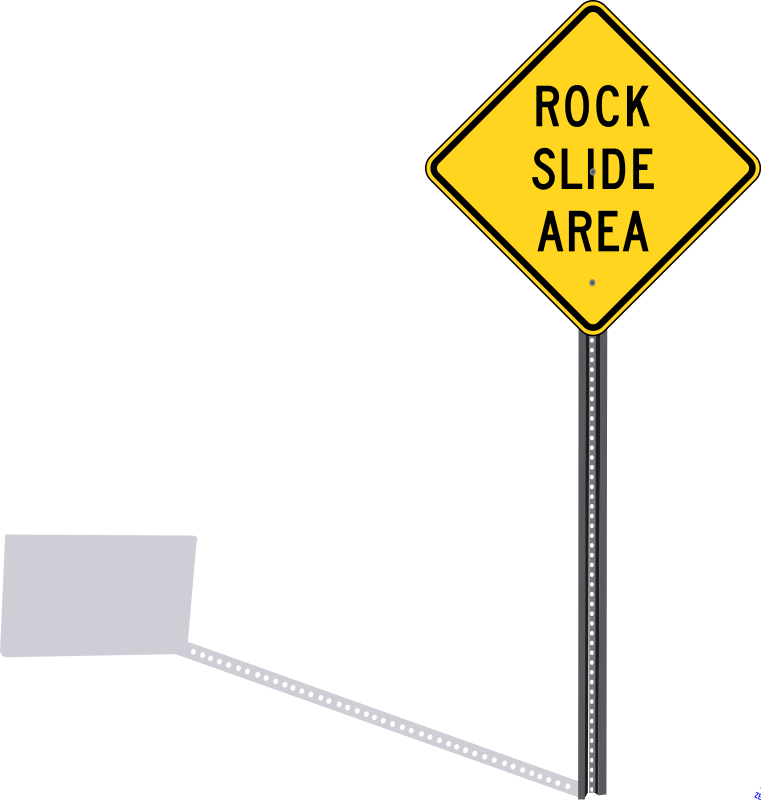 Rockslide sign with shadow