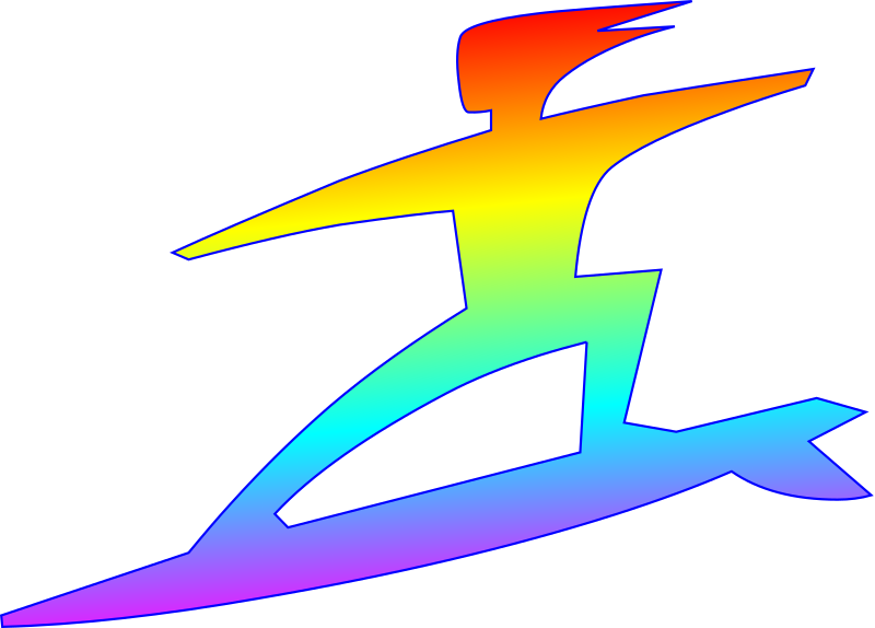 surfer with rainbow gradient