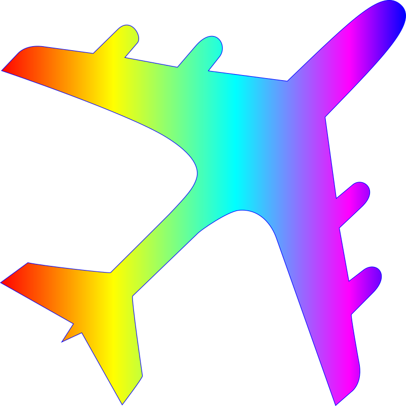 Airplane silhoutte with rainbow gradient
