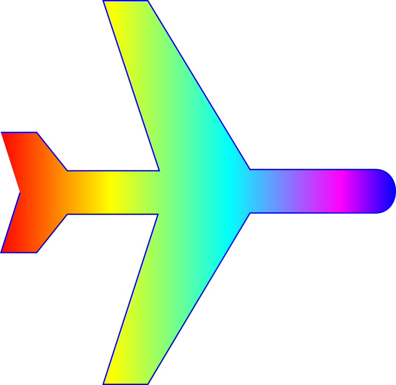 Airplane silhouette with rainbow gradient