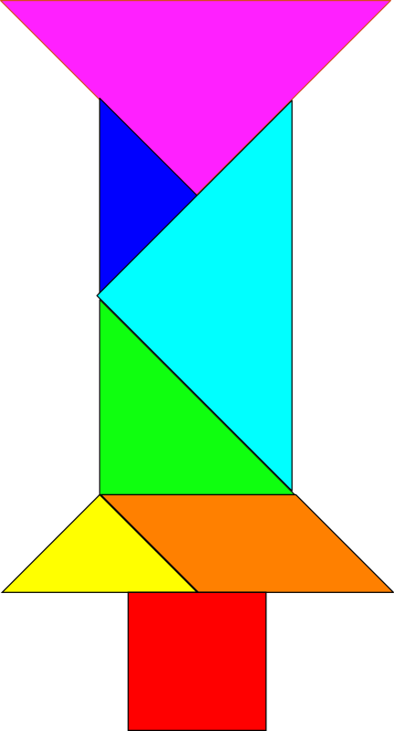 Tangram with saturated spectral colors