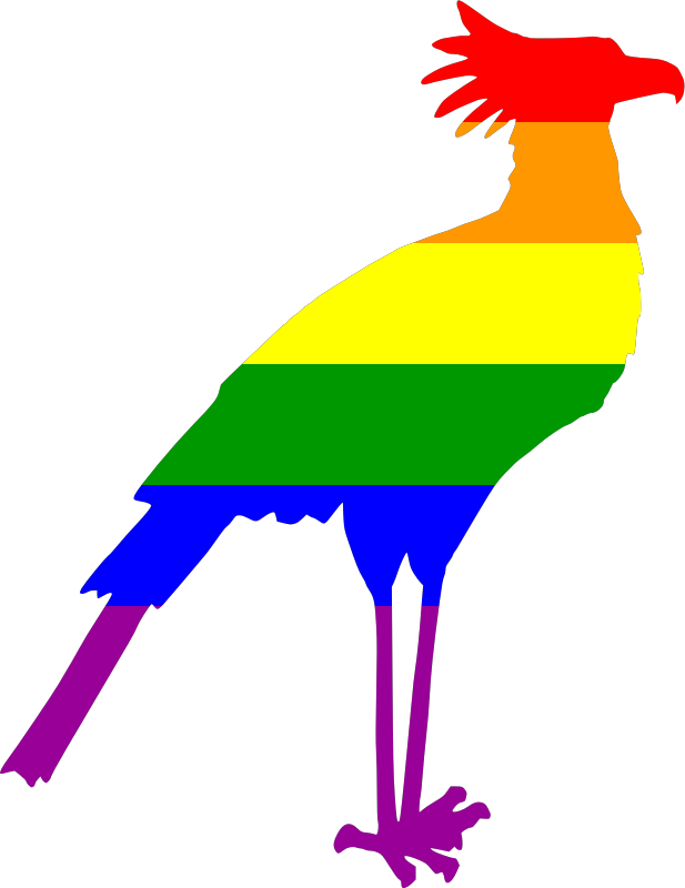 Secretary bird (rainbow colours)