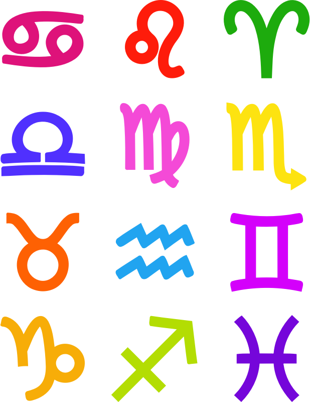 Bold zodiac symbols (colour)