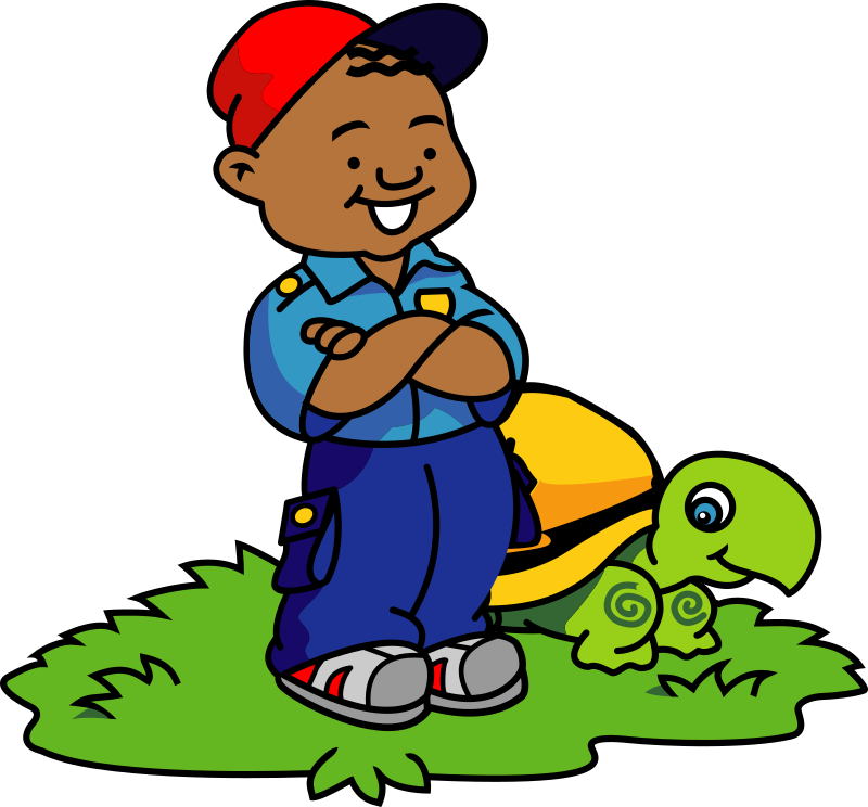 African Kid and Turtle