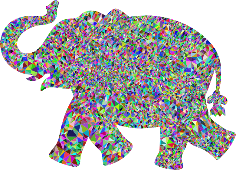 Prismatic Low Poly Playful Elephant