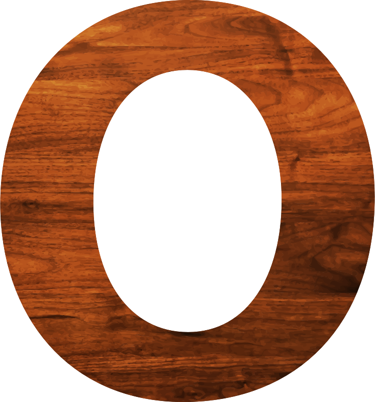 Wood texture alphabet O