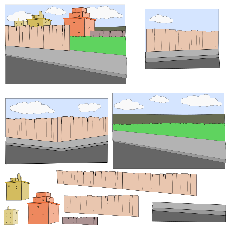 Fence & Sidewalk Scene Elements
