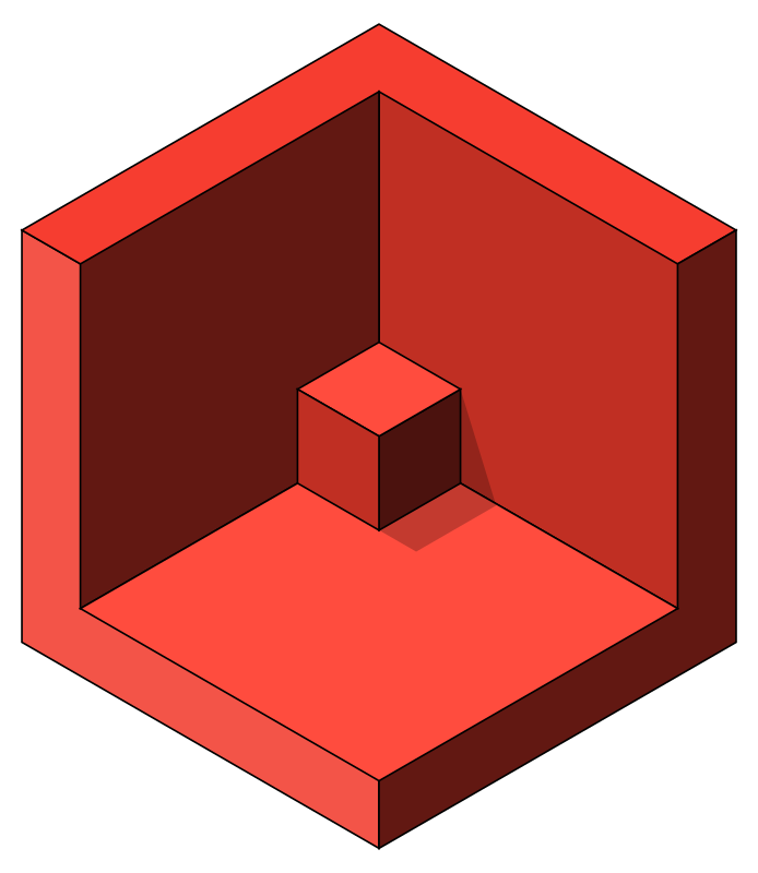 Cube inside a room isometric