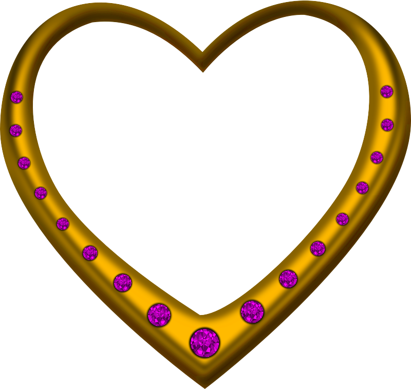 Gold heart studded with amethysts