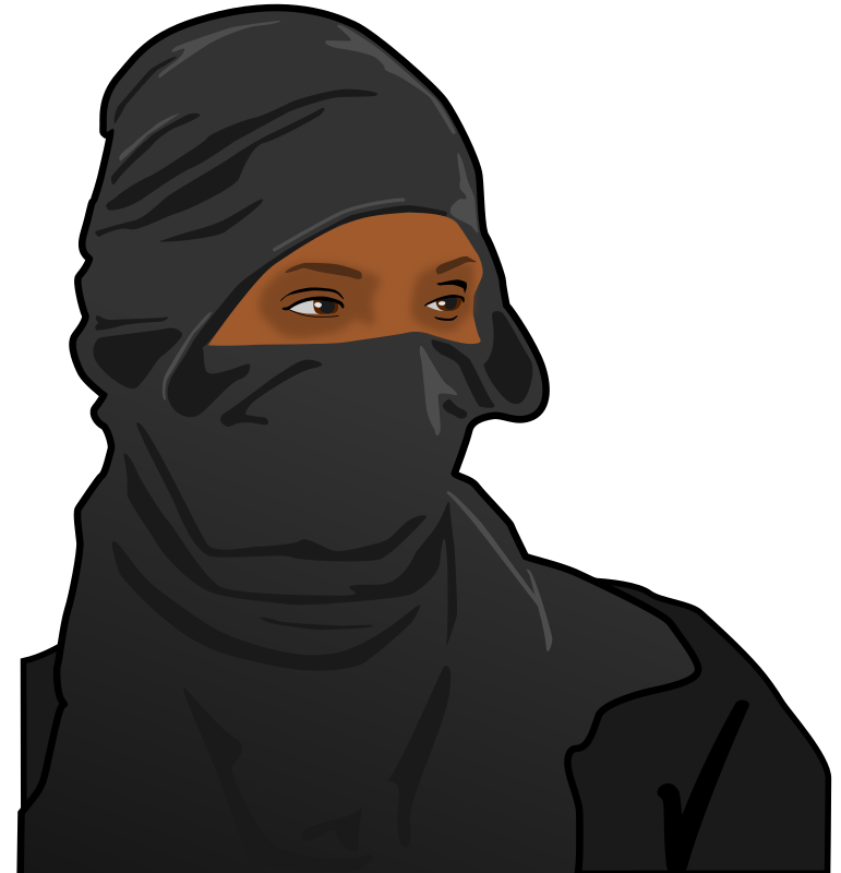 Brown woman wearing a t-shirt as a mask